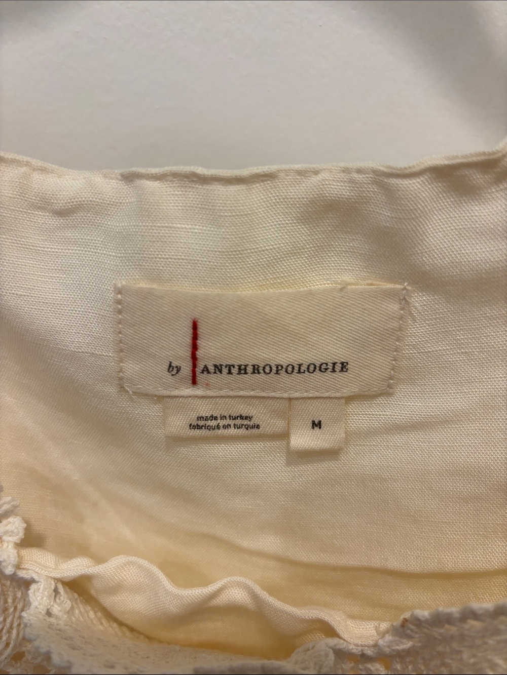 Anthropologie Cream Crochet-Trim Peasant Blouse - Picture 2 of 3